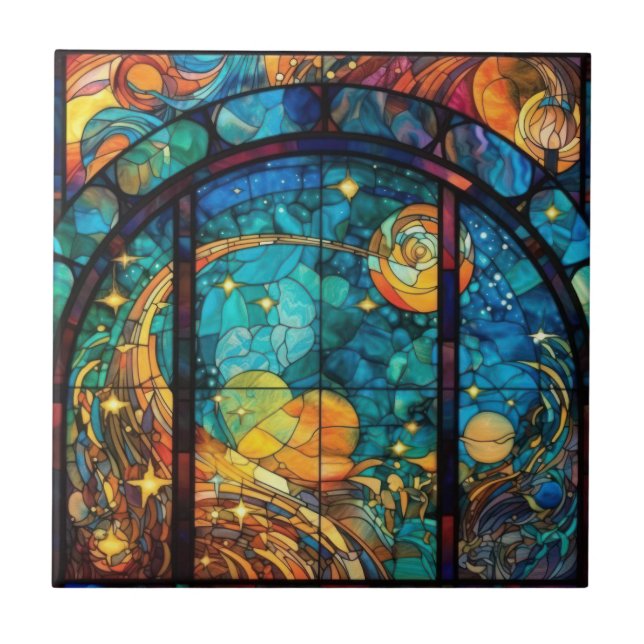 Heavenly Stained Glass Artwork Tile (Front)