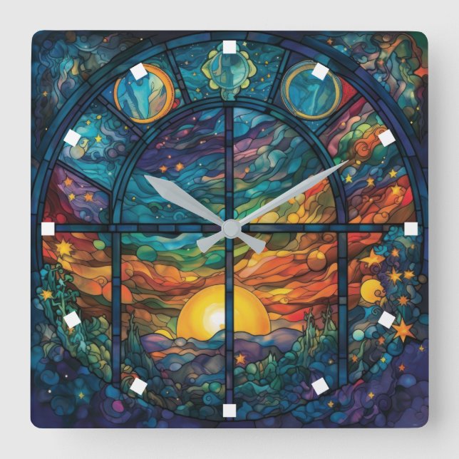 Heavenly Stained Glass Artwork Wall Clock (Front)