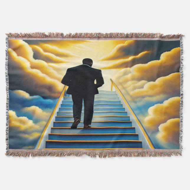Heavenly Stairs Christian Art Throw Blanket (Front)