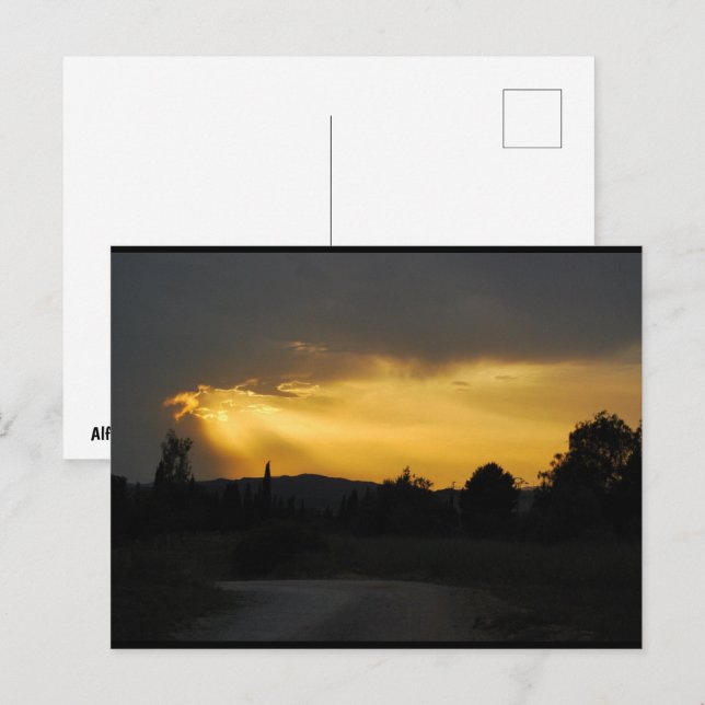 Heavenly Sun Rays in Sky Landscape Postcard (Front/Back)