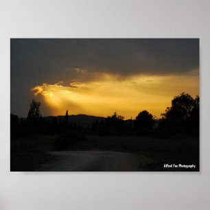 Heavenly Sun Rays in Sky Landscape Poster