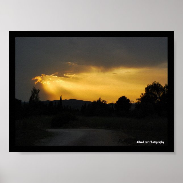 Heavenly Sun Rays in Sky Landscape Poster (Front)