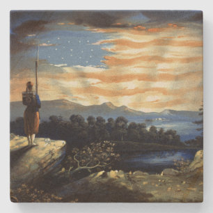 Heavenly Sunrise of American Flag in County Stone Coaster