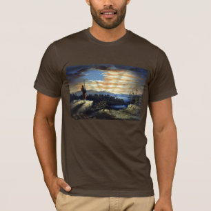 Heavenly Sunrise of American Flag in County   T-Shirt