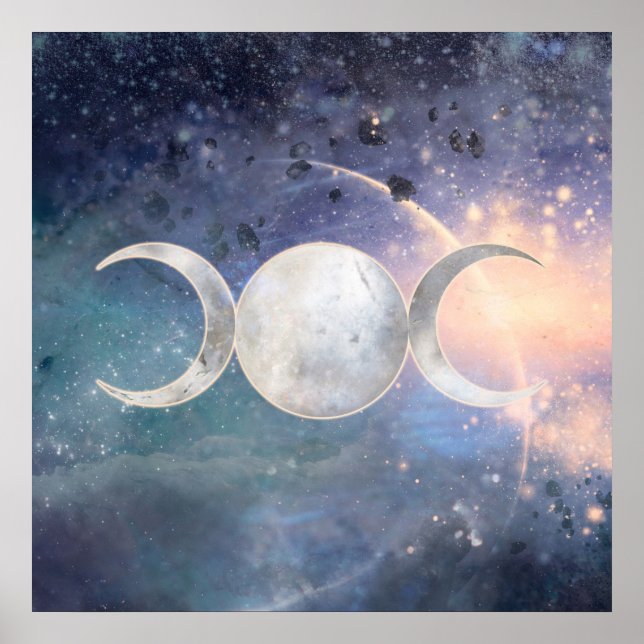 Heavenly Universe Triple Moon Goddess Moonstone Poster (Front)