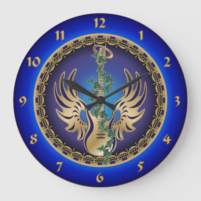 Heavenly Winged Guitar Large Clock (Front)