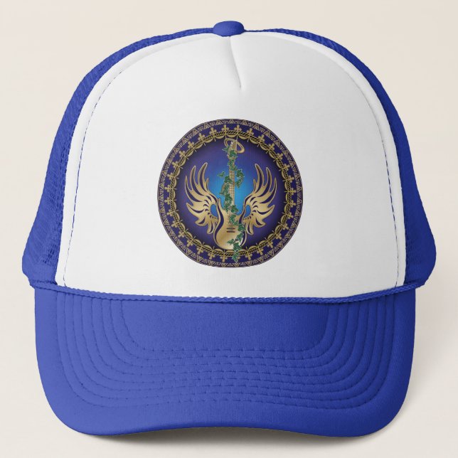 Heavenly Winged Guitar Trucker Hat (Front)