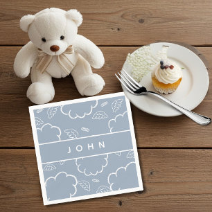 HeavenlyPersonalized Name Angel Halo Cloud Blue Napkin