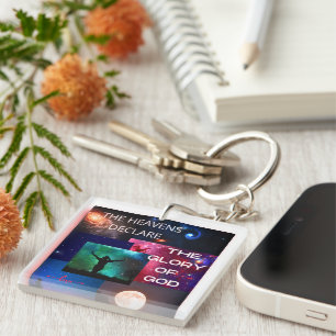 "Heaven's Declare Glory of God" Square Keychain