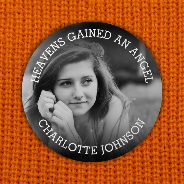 Heavens Gained An Angel | Photo Tribute 7.5 Cm Round Badge (Creator Uploaded)