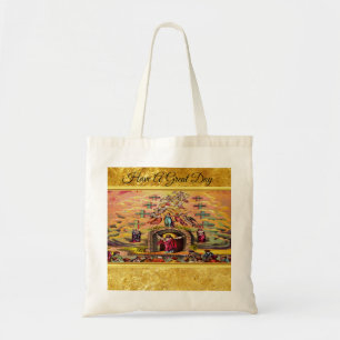 Heaven's Gate with a gold foil texture and Jesus Tote Bag