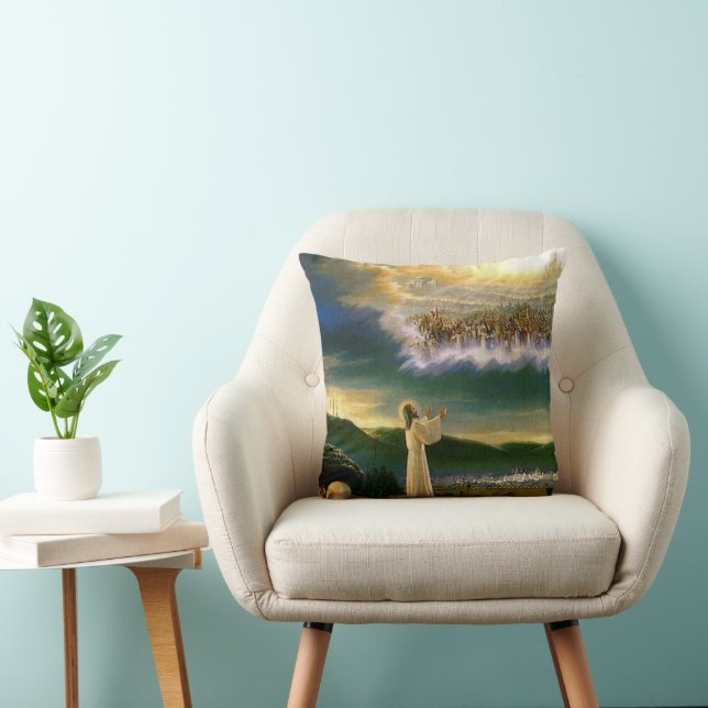 Heavens Welcoming Embrace Jesus at Dusk Cushion (Chair)