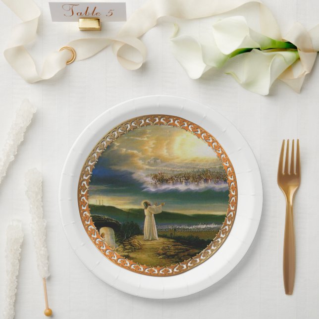 Heavens Welcoming Embrace Jesus at Dusk Paper Plate (Wedding)