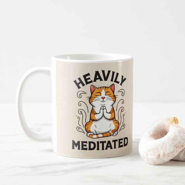Heavily Meditated Funny Yoga  Coffee Mug (With Donut)