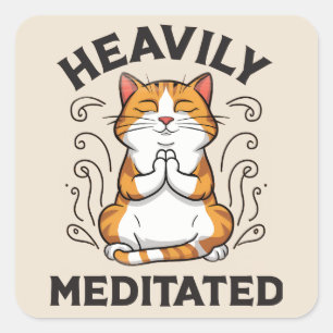Heavily Meditated Funny Yoga Square Sticker