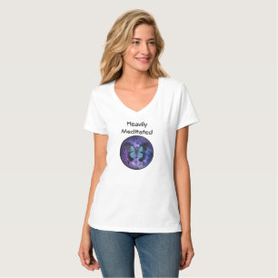 Heavily Meditated w Flower of Life Blue Butterfly T-Shirt