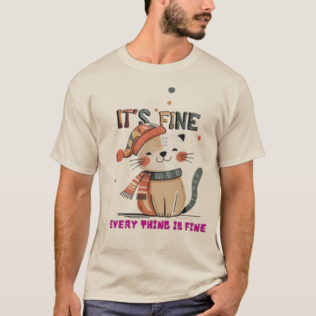 Heavy and soft T-shirt with an adorable cat design (Front)