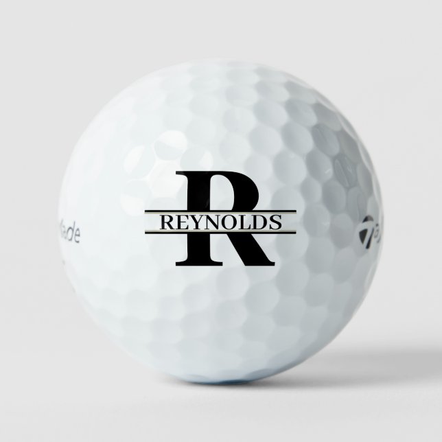 Heavy Bold Monogram and Name Black/Gold ID613 Golf Balls (Front)