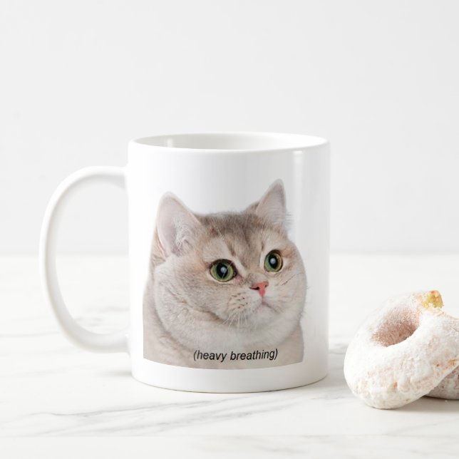 Heavy Breathing Cat Meme Mug Double Sided (With Donut)