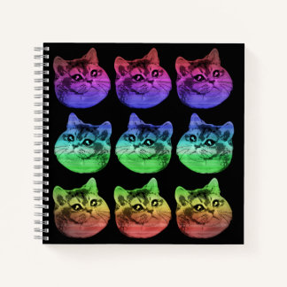 Heavy Breathing Cat Rainbow Pattern Notebook