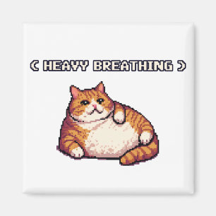 Heavy breathing fat cat meme pixel art magnet