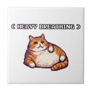 Heavy breathing fat cat meme pixel art tile