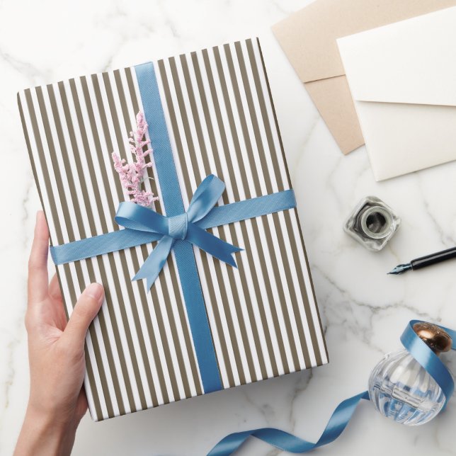 Heavy Brown & White Stripes Wrapping Paper (Gifting)