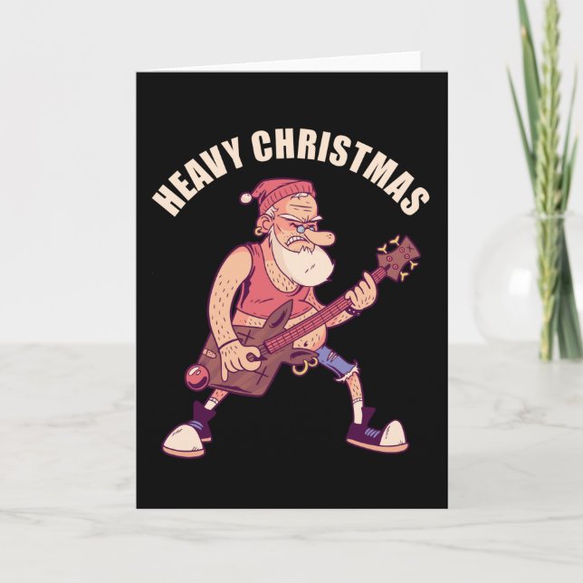 Heavy Christmas Rock Santa Card (Front)