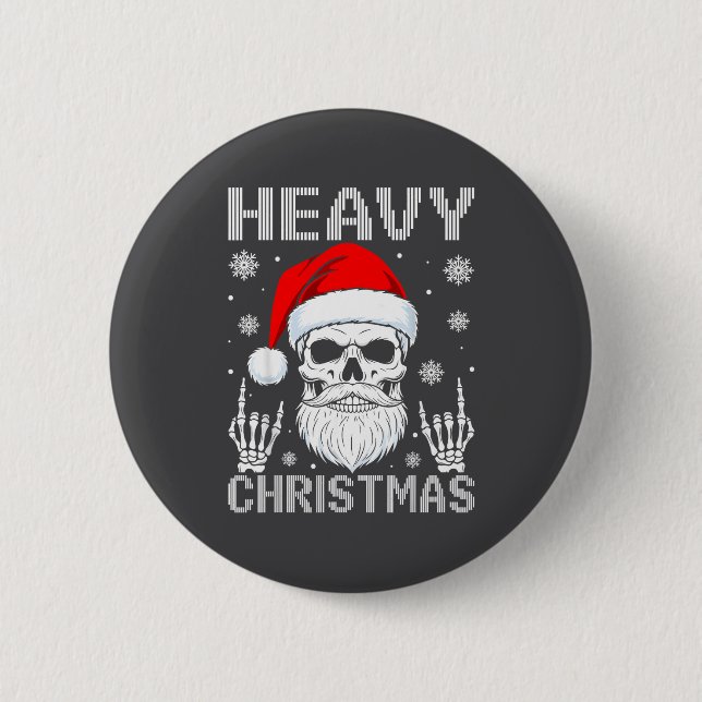 Heavy Christmas Skull Fans Rock Music Winter Holid 6 Cm Round Badge (Front)