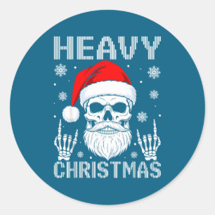 Heavy Christmas Skull Fans Rock Music Winter Holid Classic Round Sticker