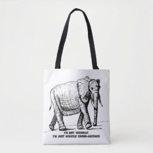 Heavy Cross-Hatched Elephant Tote Bag