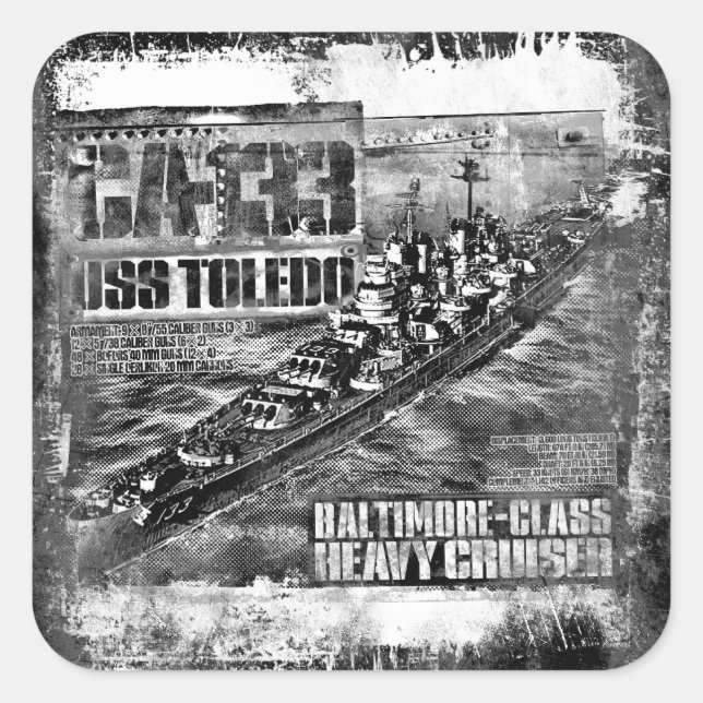 Heavy cruiser Toledo Square Sticker (Front)