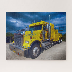 Heavy Duty Big Rig Yellow Semi Tow Truck Jigsaw Puzzle
