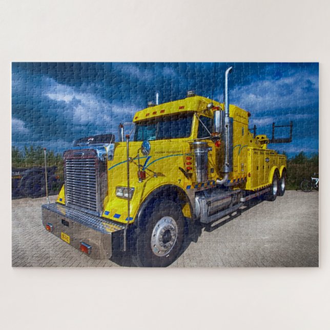 Heavy Duty Big Rig Yellow Semi Tow Truck Jigsaw Puzzle (Horizontal)