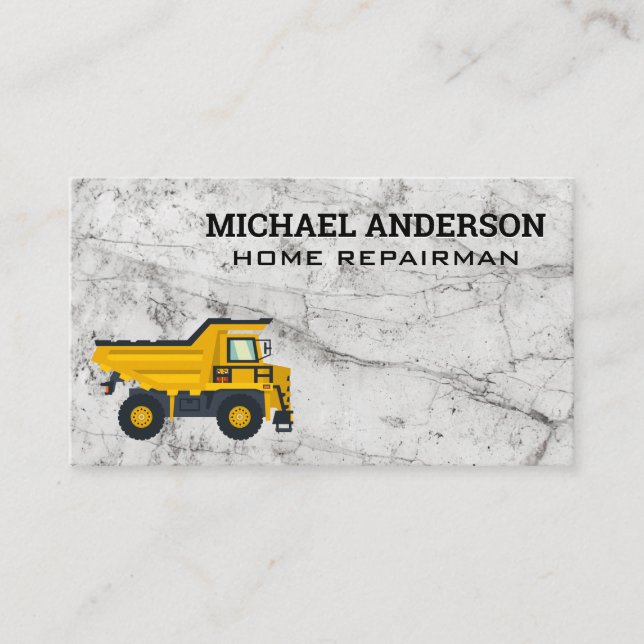 Heavy Duty Construction Vehicles | Marble Business Card (Front)