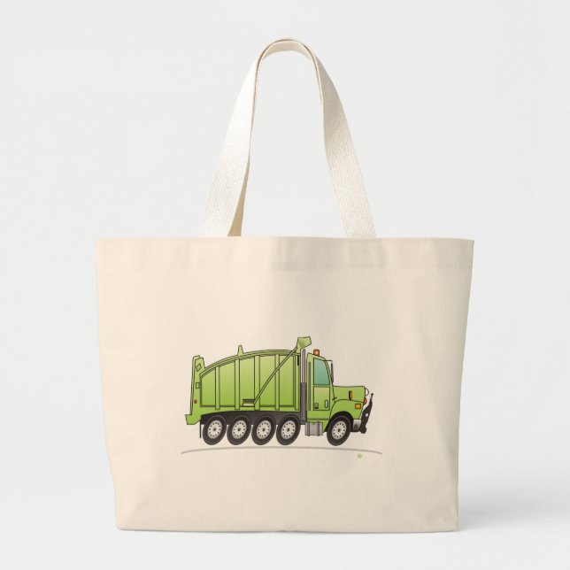 Heavy Duty Dump Truck Green Large Tote Bag (Front)