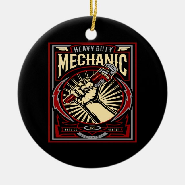 heavy duty mechanic ceramic tree decoration (Front)