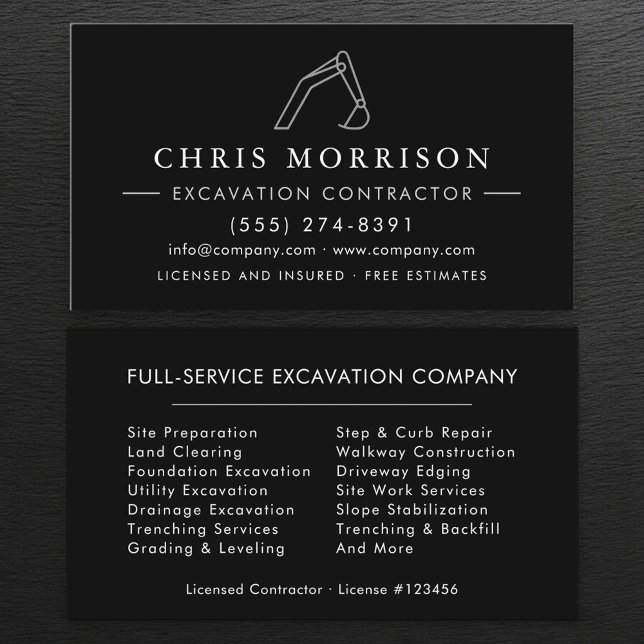 Heavy Equipment Excavation Operator Contractor  Business Card (Creator Uploaded)