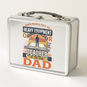 Heavy Equipment Operator Dad Vintage Shirt Design_ Metal Lunch Box
