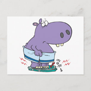 heavy hippo breaking scale diet humour postcard