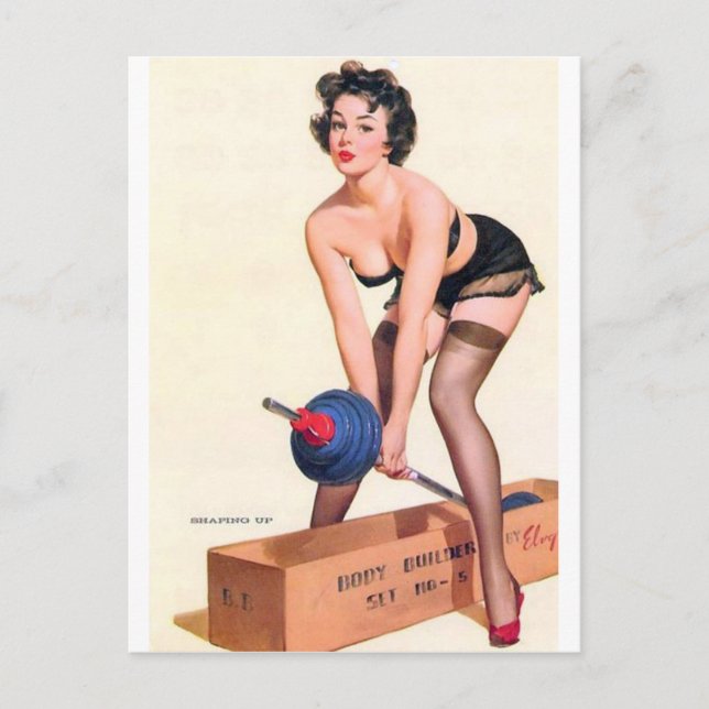 Heavy Lifting Pin Up Postcard (Front)