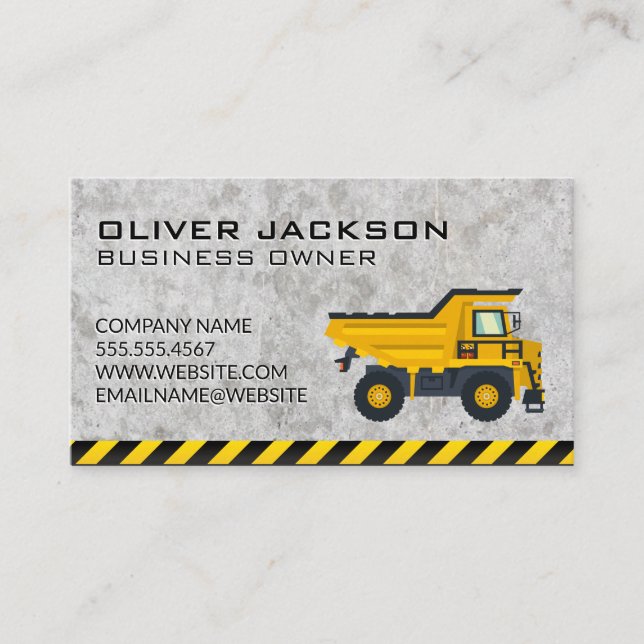 Heavy Machinery Construction Vehicle | Blue collar Business Card (Front)