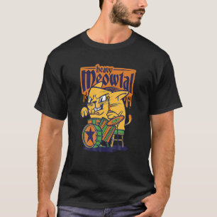 Heavy Meowtal Cat Saying Drum Sloth Heavy Metal Dr T-Shirt