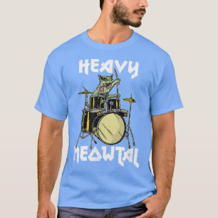 Heavy Meowtal Funny Death Metal Halloween Zombie C T-Shirt