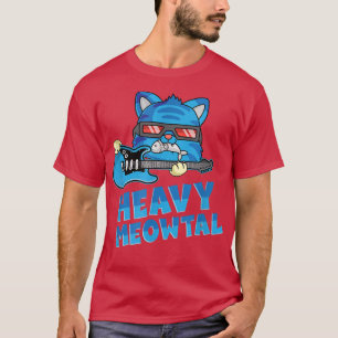 Heavy meowtal I Guitar rock metal music  T-Shirt