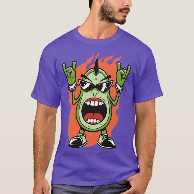 Heavy Metal Avocado toon T-Shirt (Front)
