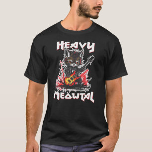 Heavy Metal Cat Playing Guitar Rock Cat Music Heav T-Shirt