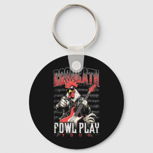 Heavy Metal Chicken Rooster Eggdeath Tour Guitaris Key Ring