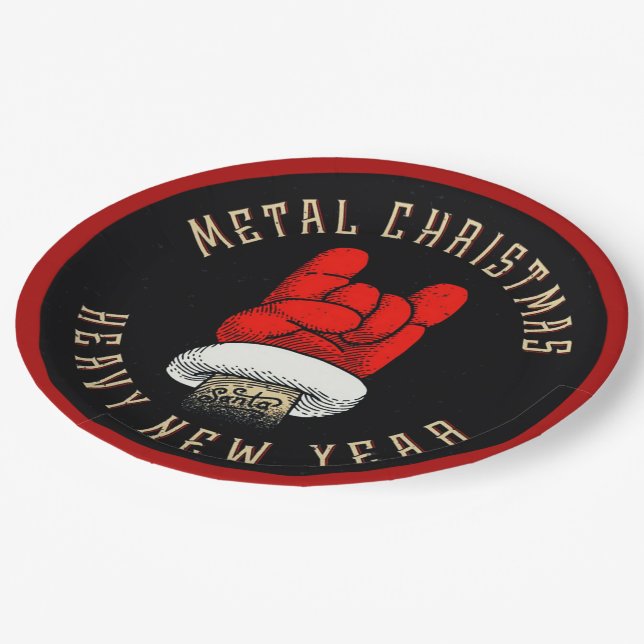 Heavy Metal Christmas Paper Plates (Angled)
