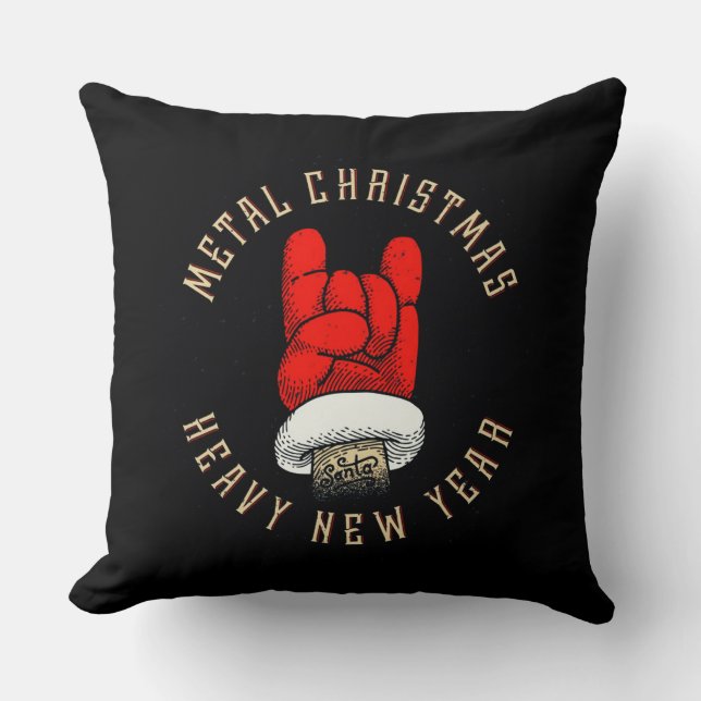 Heavy Metal Christmas Throw Pillow (Front)